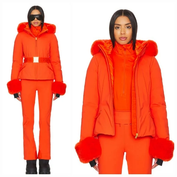 Goldbergh Giselle Ski Jacket Fur Cuffs Orange Goldbergh Giselle Belted Jacket - Picture 7 of 15